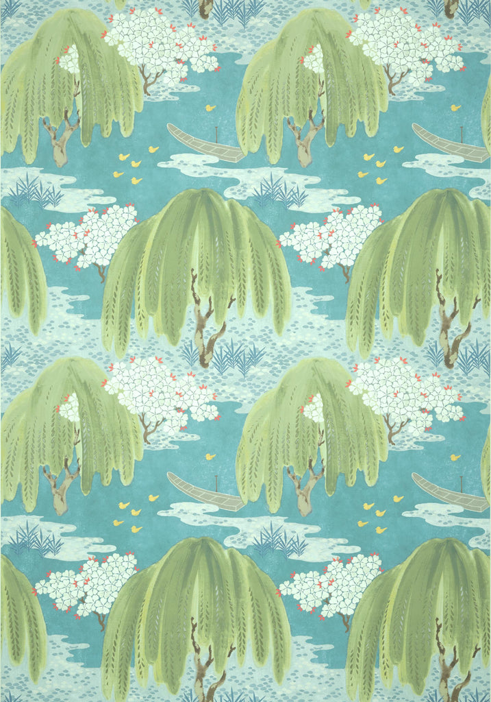 Thibaut WILLOW TREE Turquoise Wallpaper