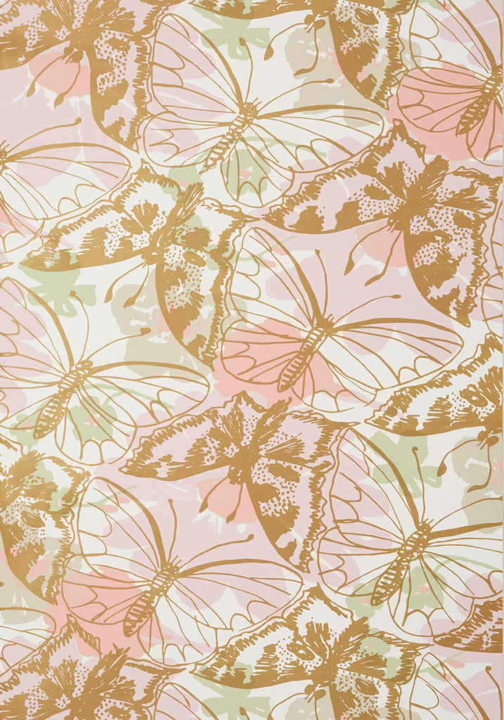 Anna French PAXTON Metallic Gold on Blush Wallpaper