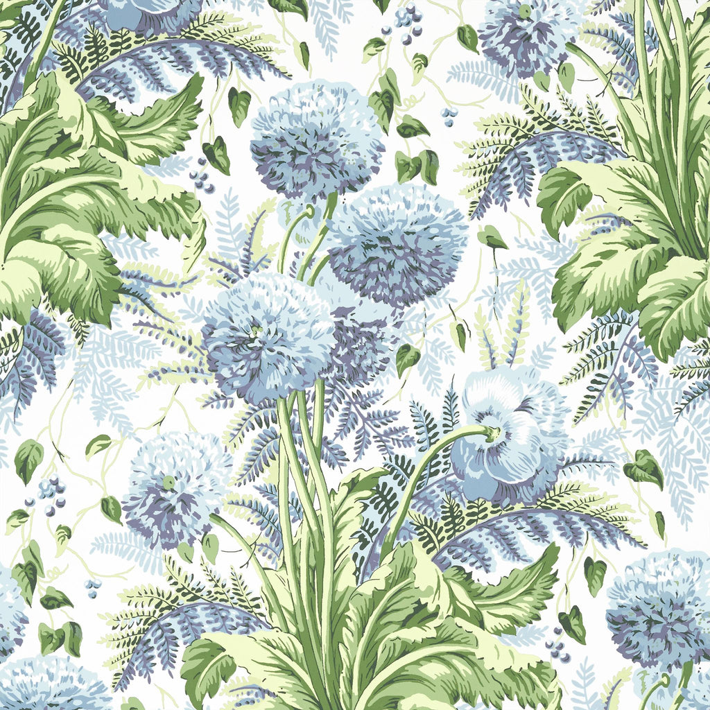 Thibaut DAHLIA Sky on White Wallpaper