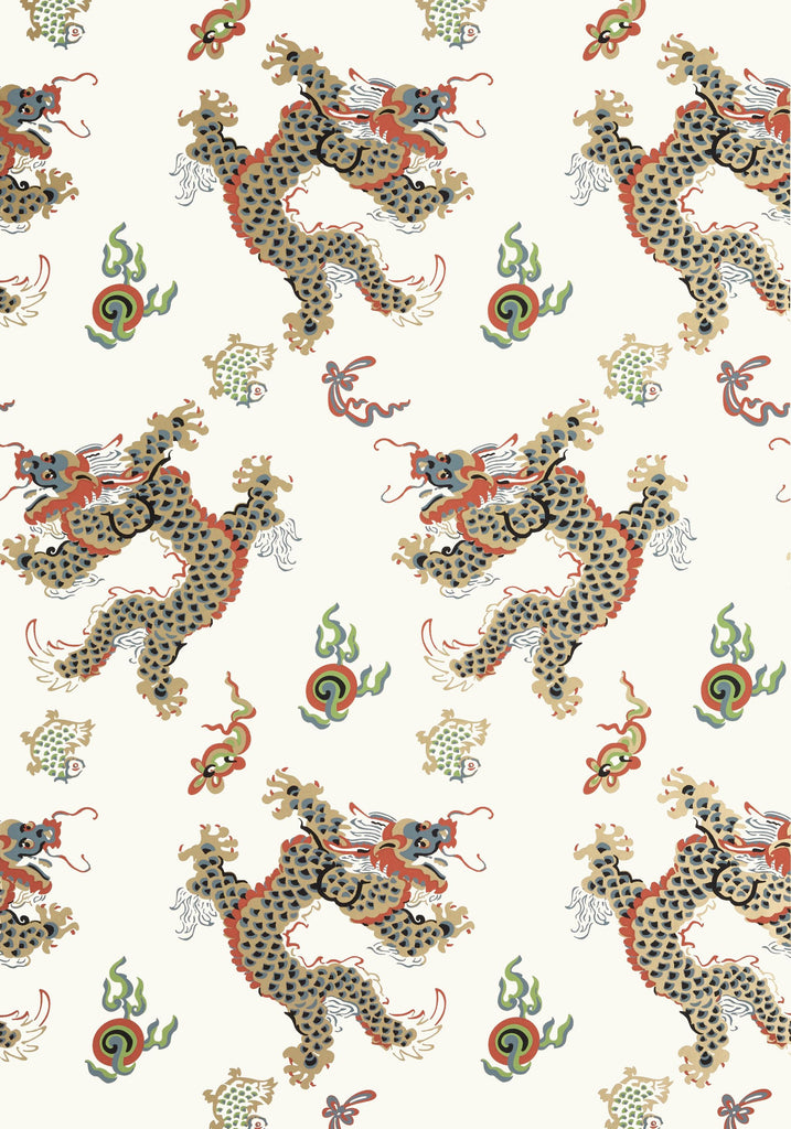 Thibaut DRAGON DANCE Metallic Gold on Neutral Wallpaper