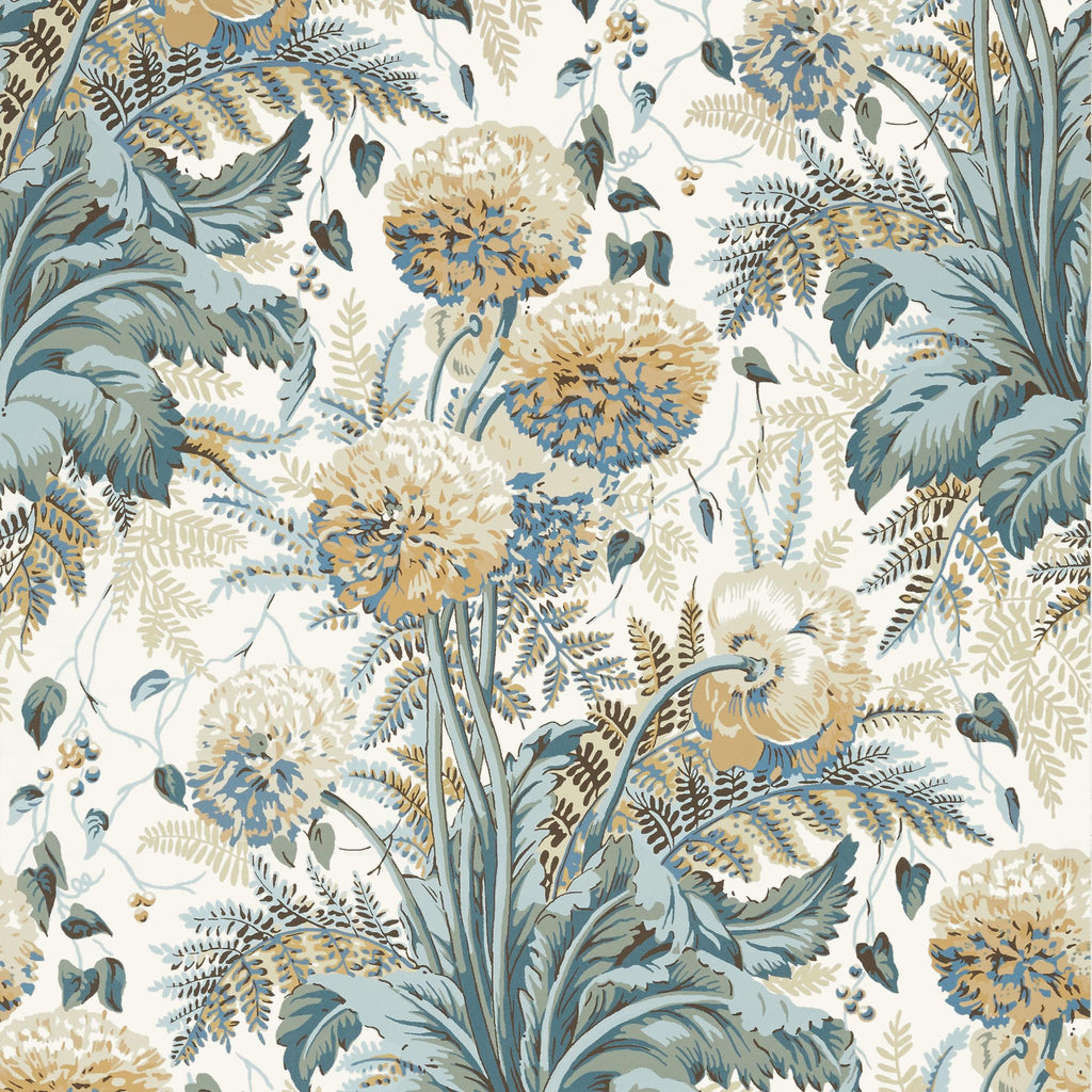 Thibaut DAHLIA Soft Gold on Cream Wallpaper