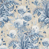 Anna French Dahlia Navy On Linen Wallpaper