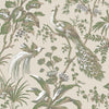 Anna French Peacock Toile Green On Natural Wallpaper