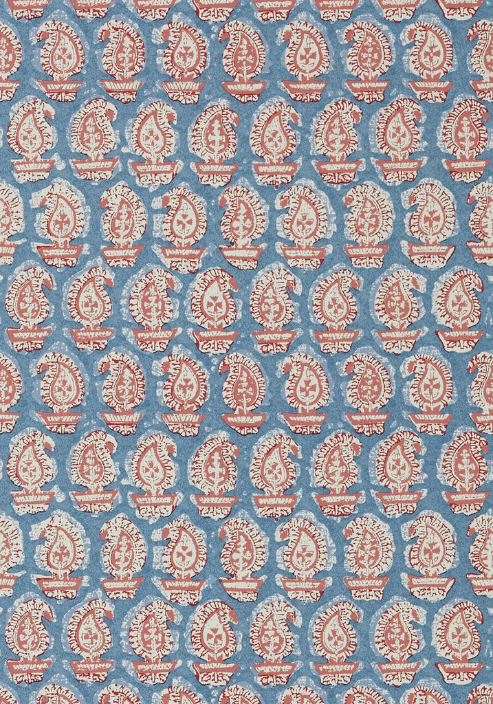 Thibaut GADA PAISLEY Red and Blue Wallpaper