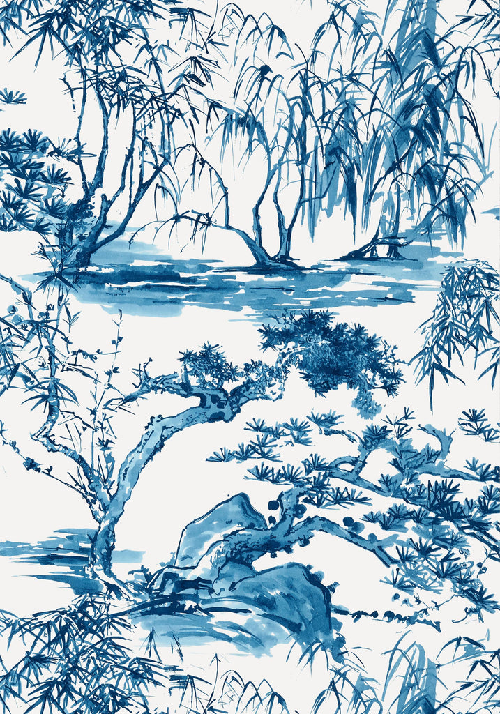 Thibaut KYOTO Navy Wallpaper