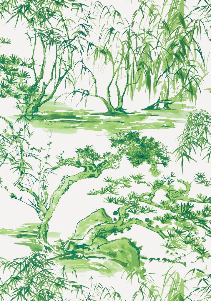 Thibaut KYOTO Emerald Green Wallpaper