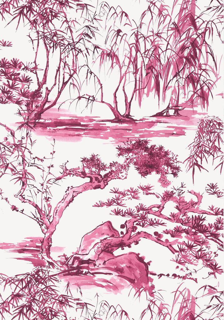 Thibaut KYOTO Fuchsia Wallpaper