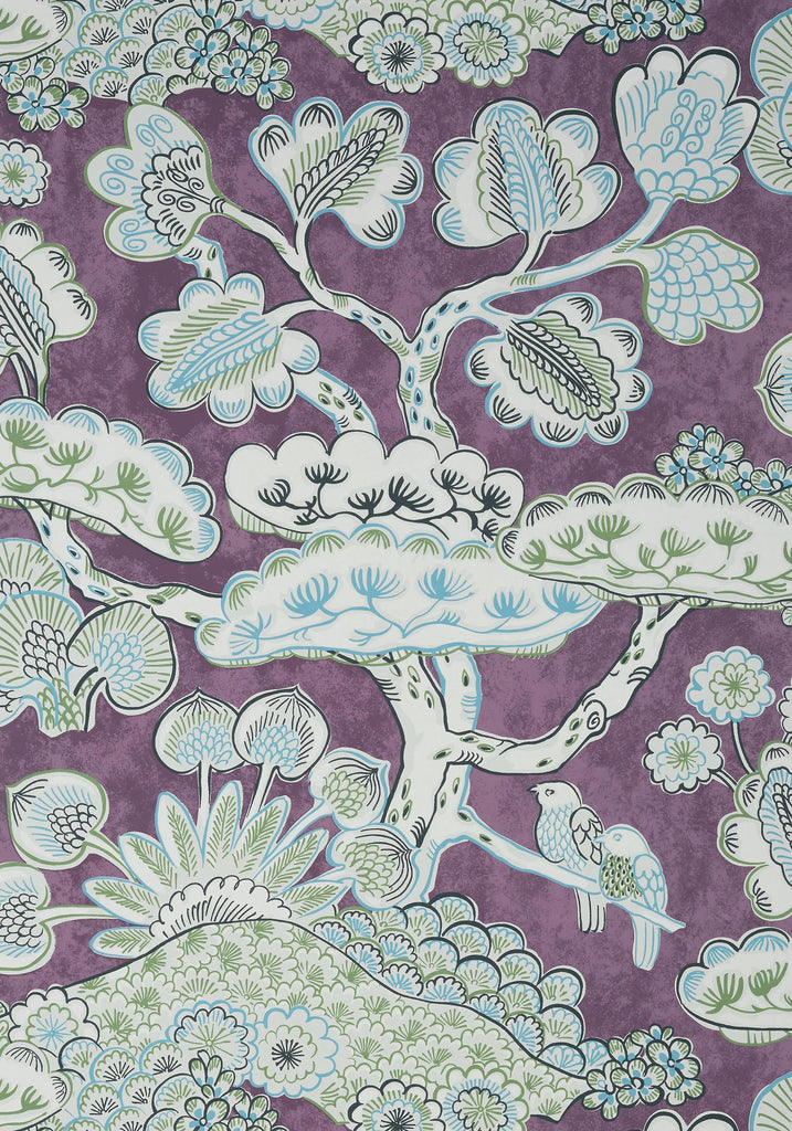 Thibaut TREE HOUSE Eggplant Wallpaper