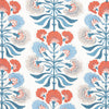 Thibaut Tybee Tree French Blue And Coral Fabric