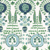 Thibaut Mendoza Suzani Blue And Green On White Fabric