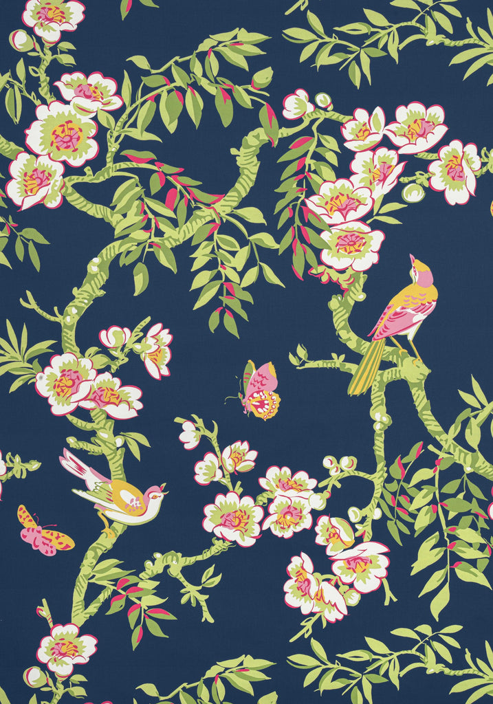 Thibaut YUKIO Navy and Pink Fabric