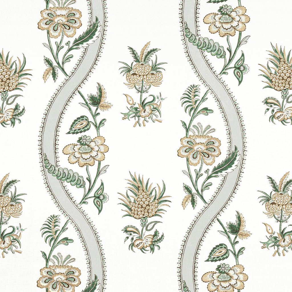 Thibaut RIBBON FLORAL Green Fabric