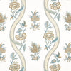 Thibaut Ribbon Floral Beige And Spa Blue Fabric