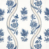 Thibaut Ribbon Floral Blue And White Fabric