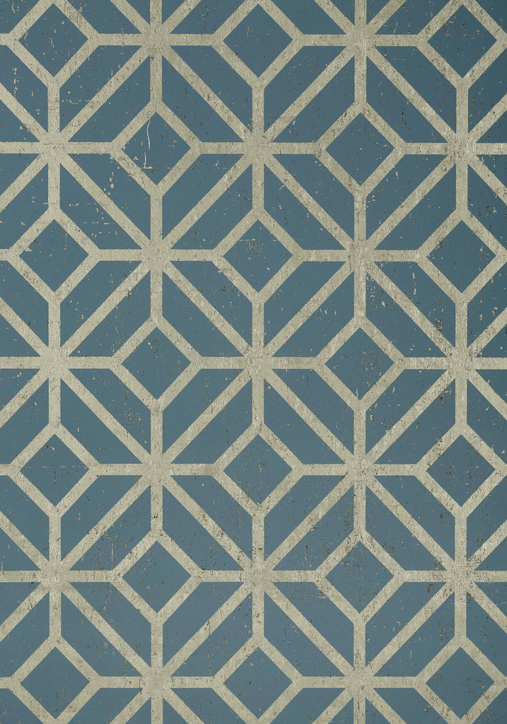 Thibaut MAMORA TRELLIS CORK Mineral on Metallic Pewter Wallpaper