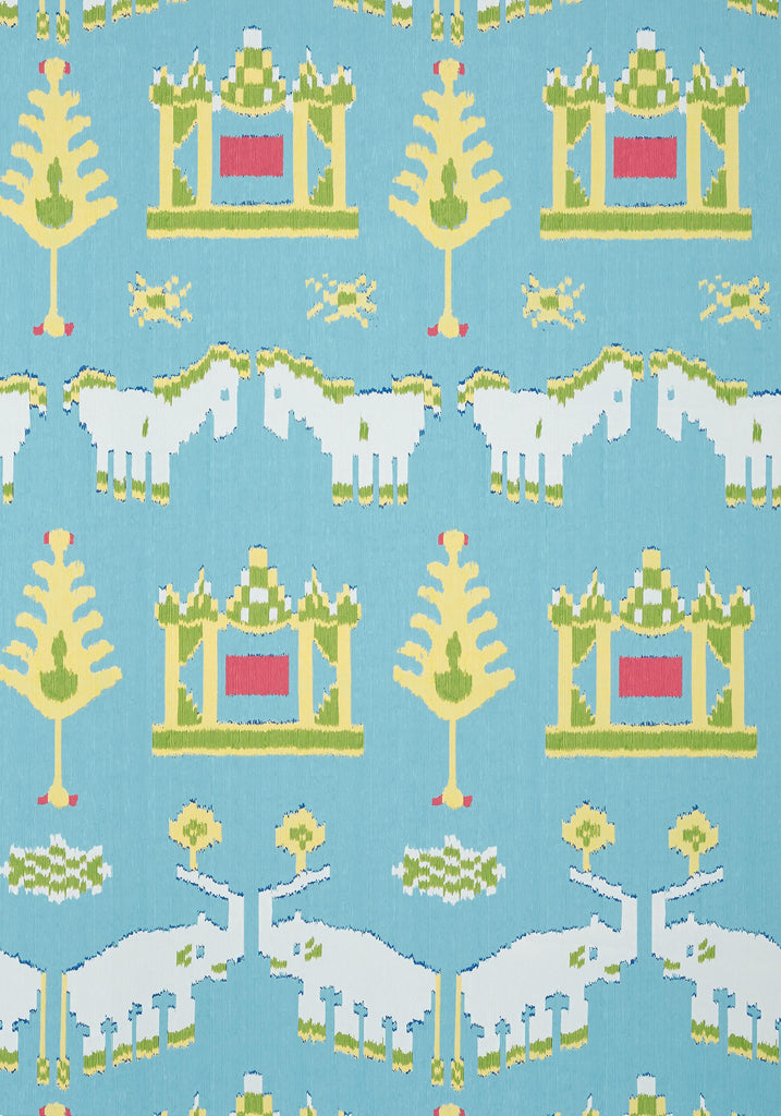 Thibaut KINGDOM PARADE Turquoise Wallpaper