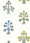 Thibaut Indian Flower Blue And Yellow Wallpaper