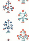 Thibaut Indian Flower Coral And Blue Wallpaper