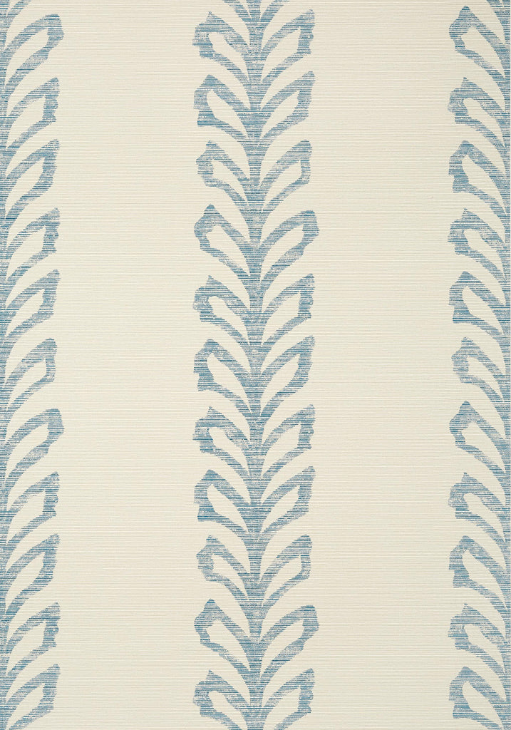 Thibaut EVIA Blue and Off White Wallpaper