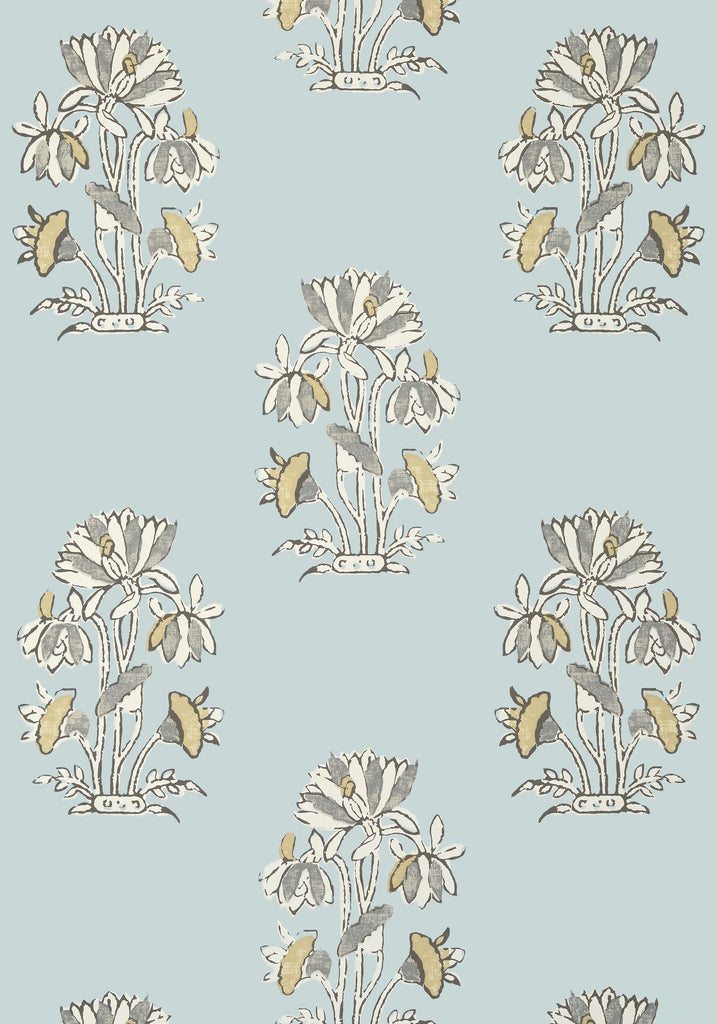 Thibaut LILY FLOWER Spa Blue Wallpaper