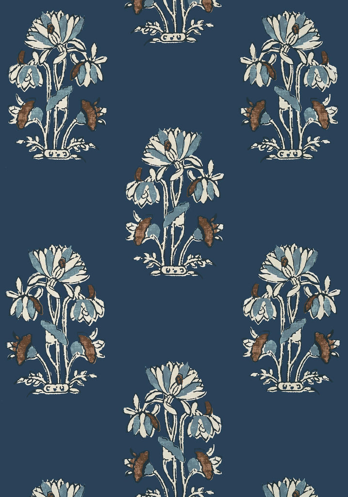 Thibaut LILY FLOWER Navy Wallpaper