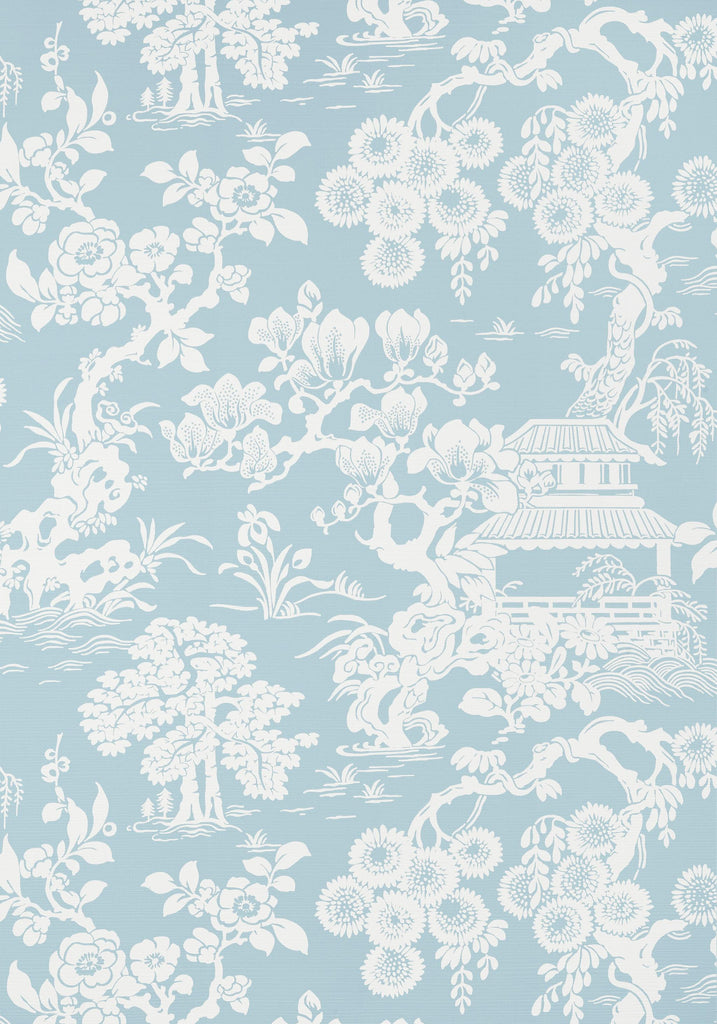 Thibaut JAPANESE GARDEN Spa Blue Wallpaper