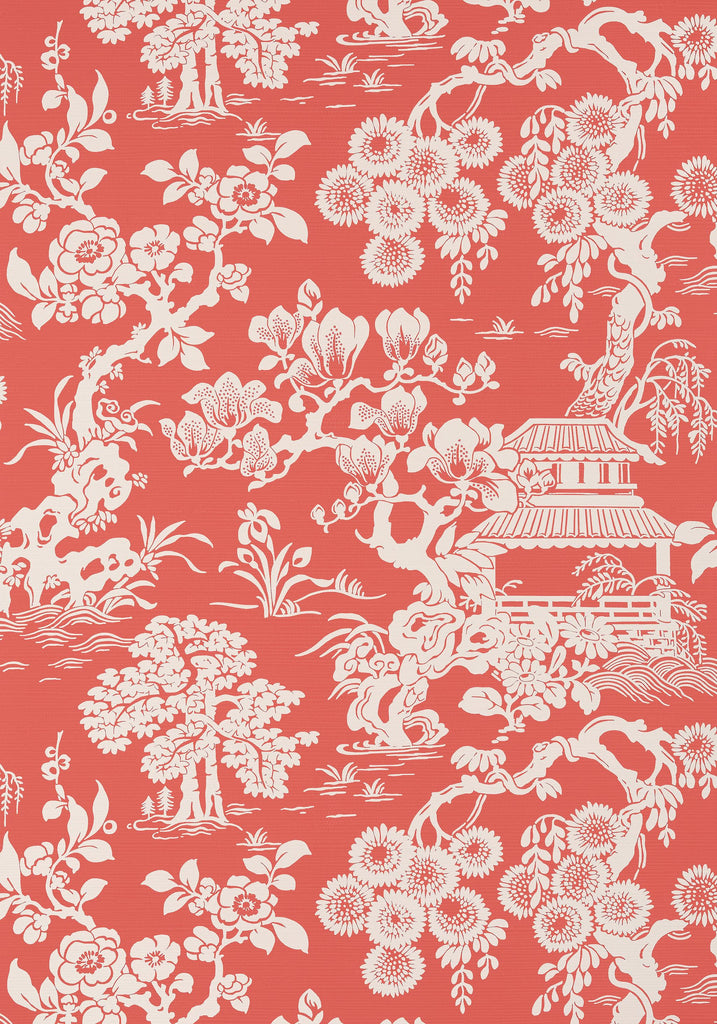 Thibaut JAPANESE GARDEN Coral Wallpaper