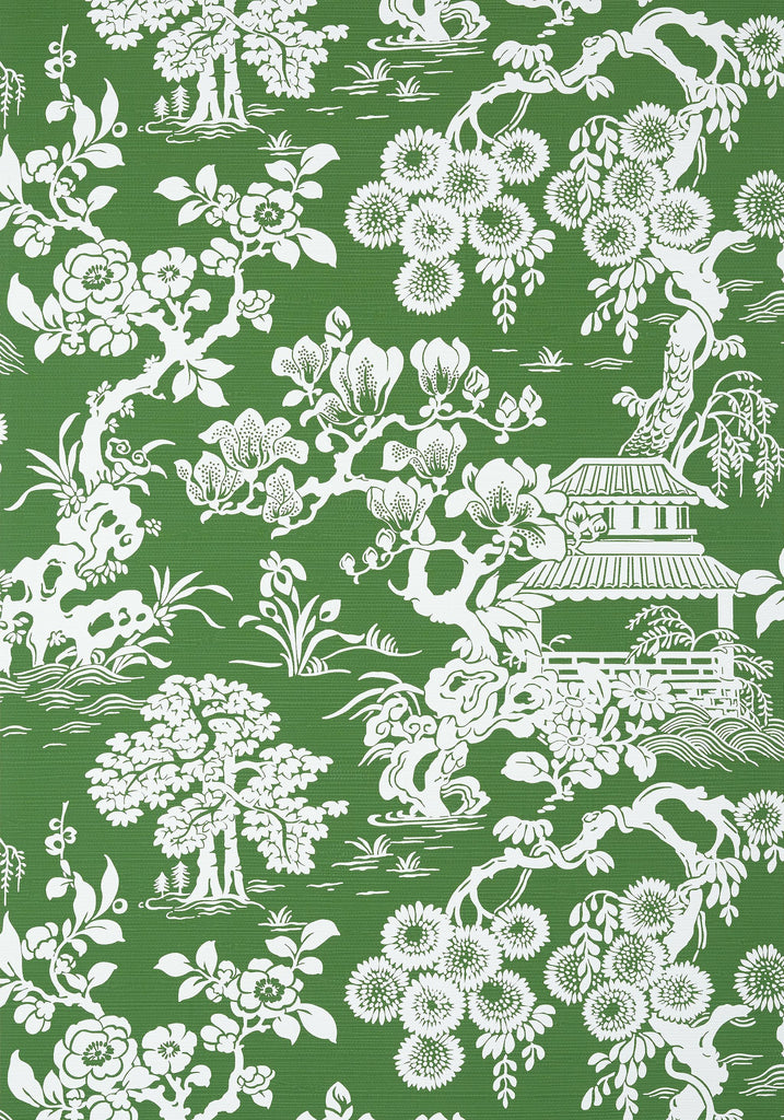 Thibaut JAPANESE GARDEN Emerald Wallpaper