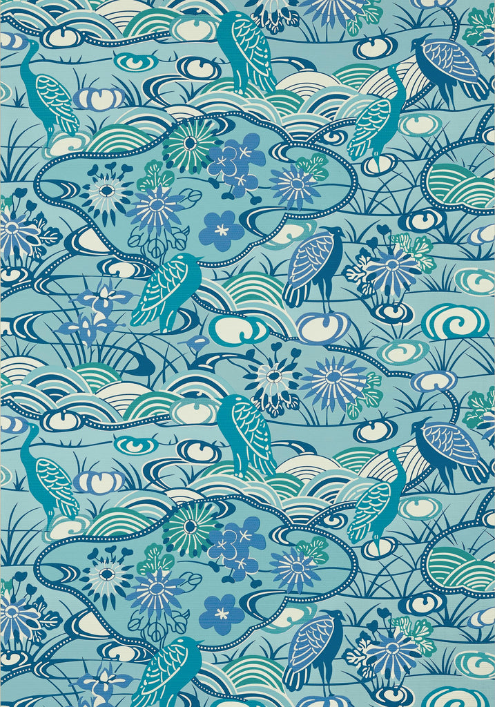 Thibaut HERON STREAM Turquoise Wallpaper