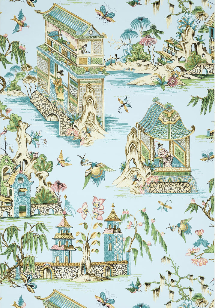 Thibaut GRAND PALACE Spa Blue Wallpaper