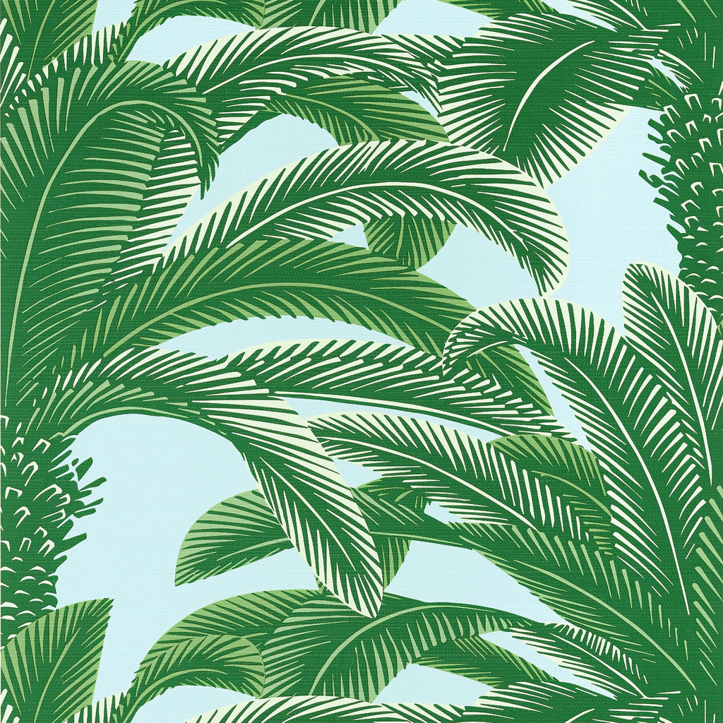 Thibaut QUEEN PALM Green and Blue Wallpaper