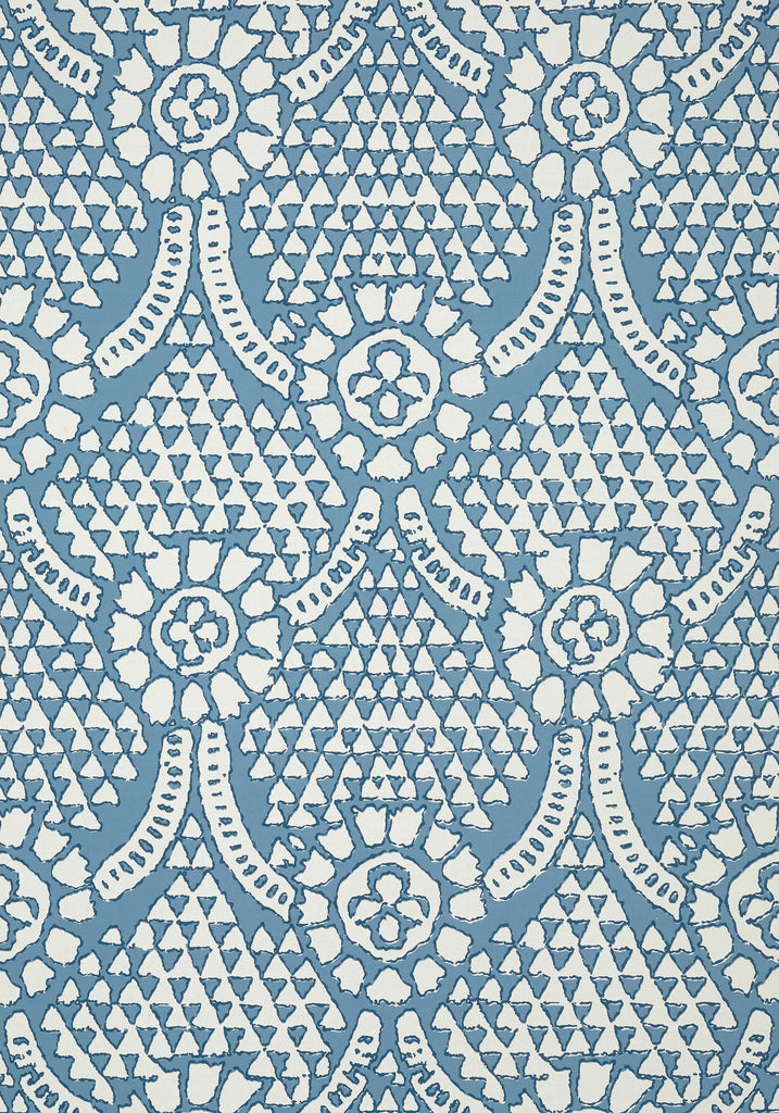 Thibaut CHAMOMILE Blue and White Wallpaper