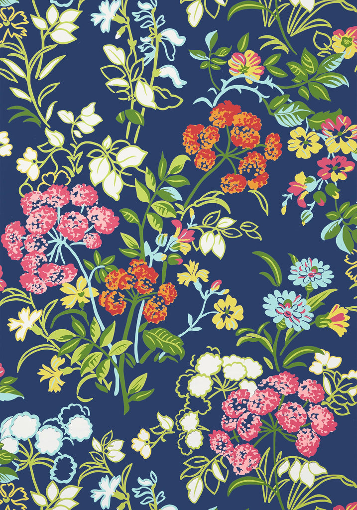 Thibaut SPRING GARDEN Navy Wallpaper