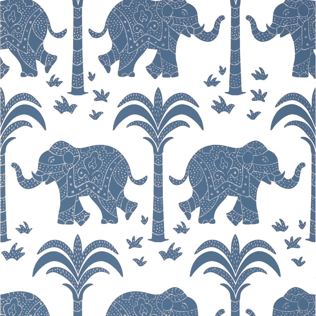 Thibaut ELEPHANT Navy Wallpaper