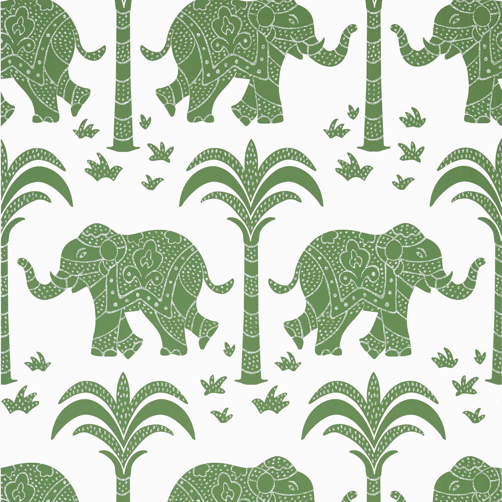 Thibaut ELEPHANT Green Wallpaper