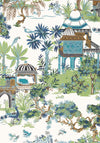 Thibaut Mystic Garden Blue And Green Wallpaper