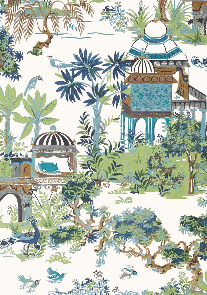 Thibaut MYSTIC GARDEN Blue and Green Wallpaper