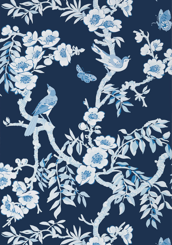 Thibaut YUKIO Navy and White Wallpaper