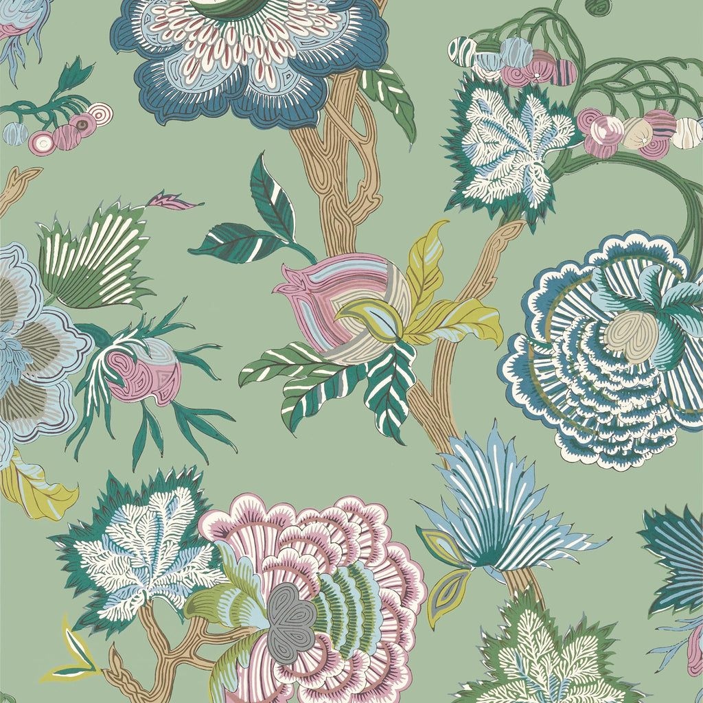 Thibaut INDIENNE JACOBEAN Green Wallpaper