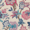 Thibaut Indienne Jacobean Raspberry And Blue On Natural Wallpaper