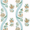 Thibaut Ribbon Floral Seaglass And Gold Wallpaper