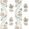 Thibaut Ribbon Floral Beige And Spa Blue Wallpaper