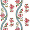 Thibaut Ribbon Floral Raspberry And Teal Wallpaper