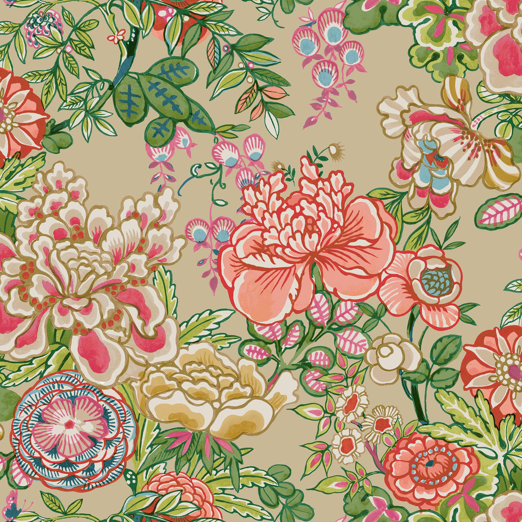 Thibaut PEONY GARDEN Beige Wallpaper