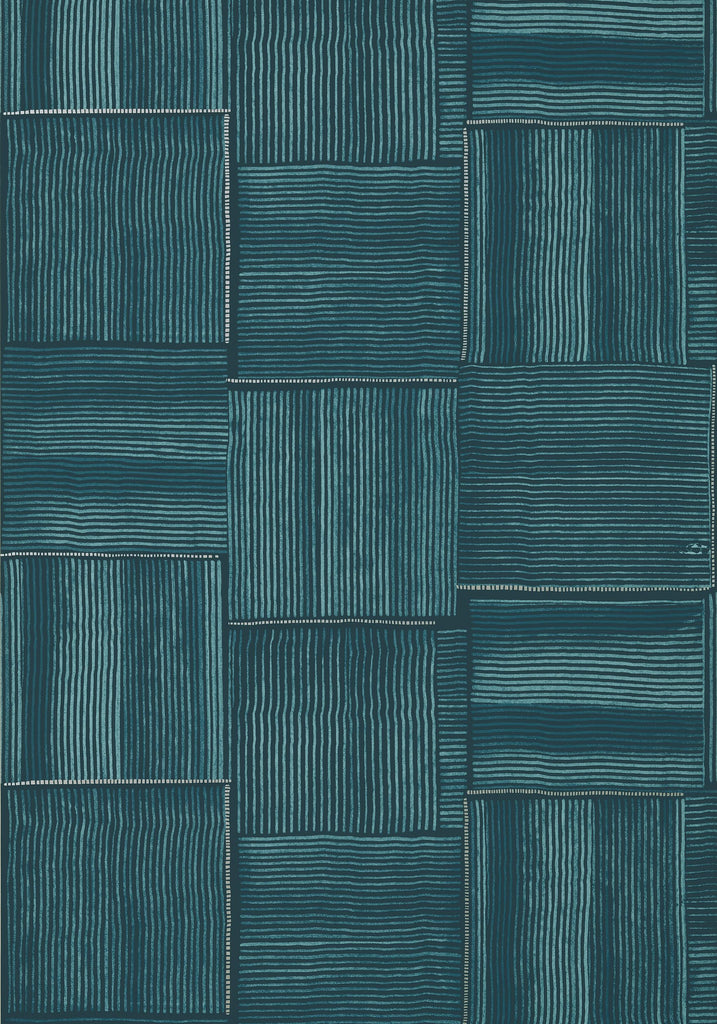 Thibaut HAYWORTH Turquoise and Blue Wallpaper