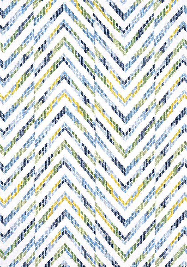 Thibaut HAMILTON EMBROIDERY Blue and Yellow Fabric