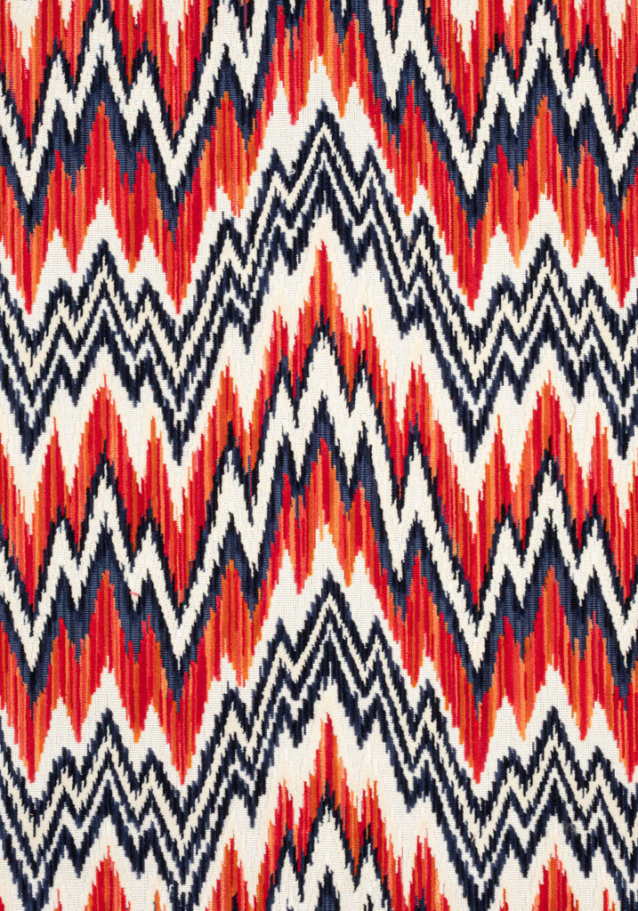 Thibaut RHYTHM VELVET Flame and Navy Fabric