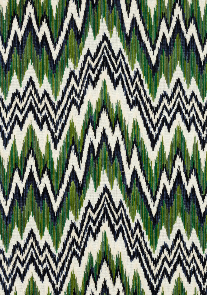 Thibaut RHYTHM VELVET Emerald and Navy Fabric