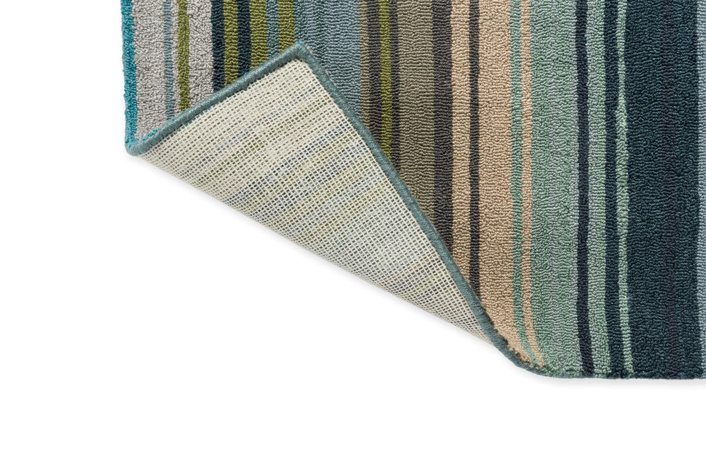 Brink & Campman In-Outdoor HAR Spectro Stripes-Emerald/Marine/Rust outdoor 5'3 x 7'6 Rug