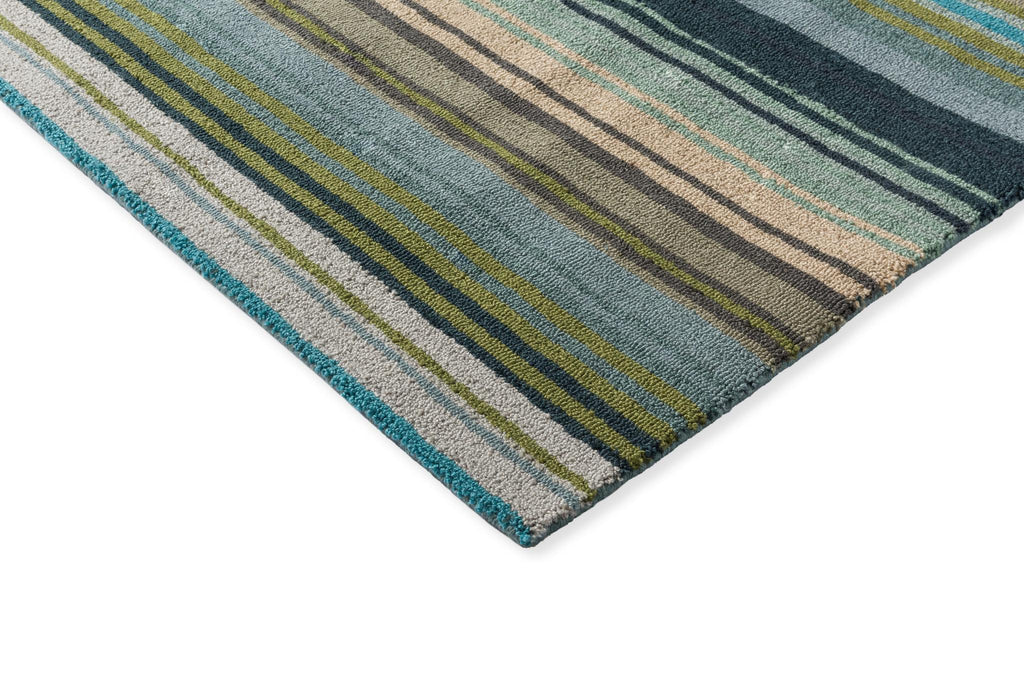 Brink & Campman In-Outdoor HAR Spectro Stripes-Emerald/Marine/Rust outdoor 5'3 x 7'6 Rug